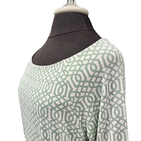 J McLaughlin Green White Lattice Print Catalina Cloth Dress Medium - Picture 2 of 12